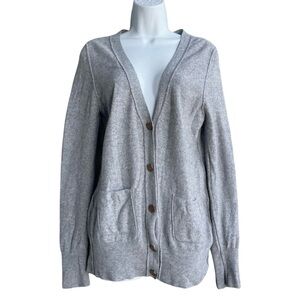 SEE By CHLOE Visible Seam Cashmere Angora Blend Cardigan 6 Gray V-neck Sweater